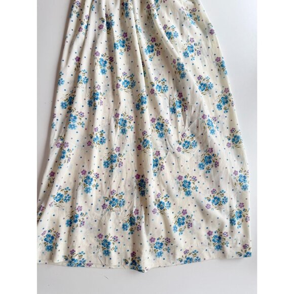 Vintage 70's COLE OF CALIFORNIA Ivory Blue Floral Halter Maxi Dress, Size 14 - Picture 8 of 14